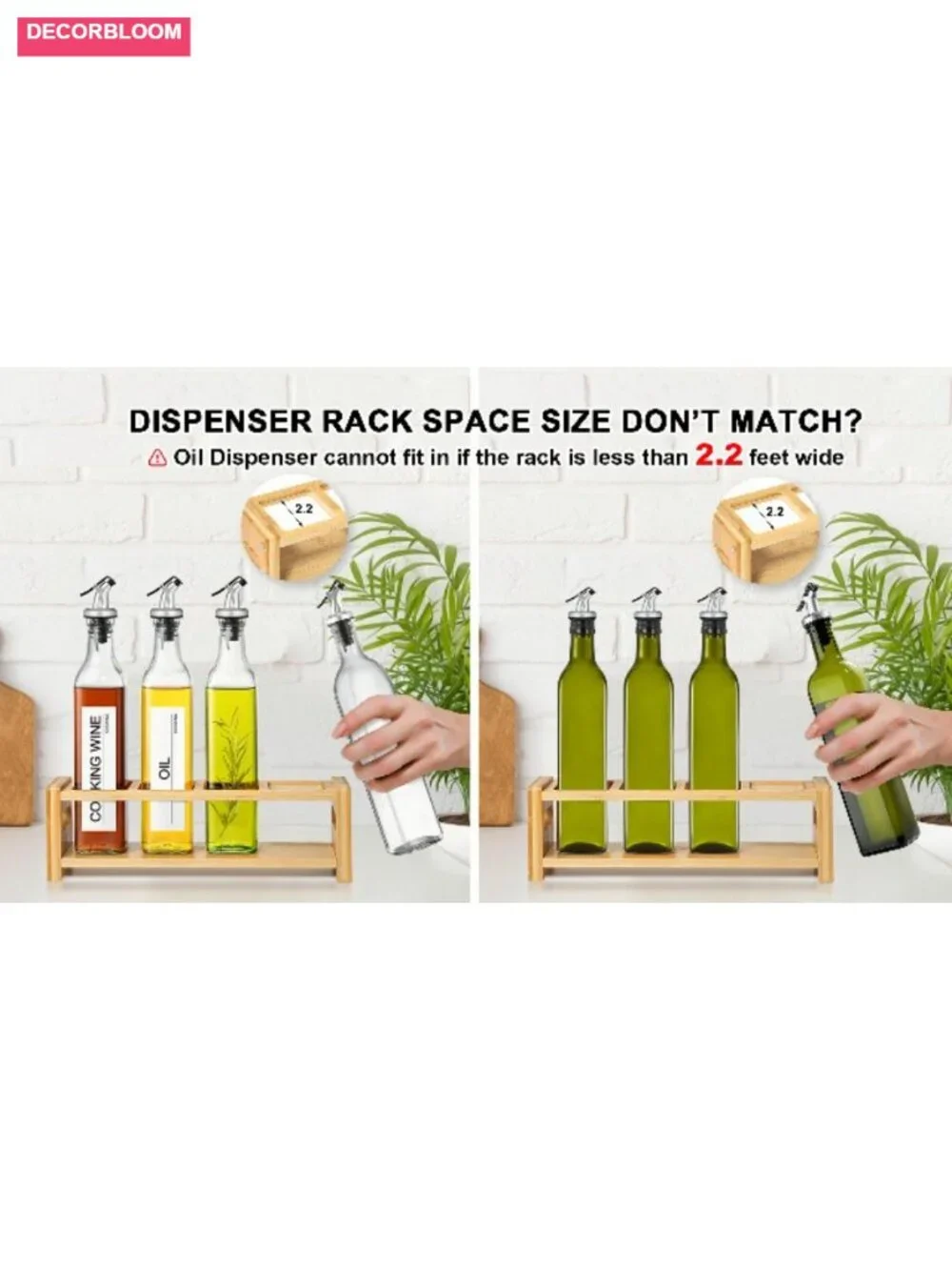 17oz Glass Oil & Vinegar Dispenser Set of 2 with Funnel & Spout